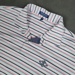 Peter Millar Crown Crafted Men's Golf Polo XL Striped Pink Blue